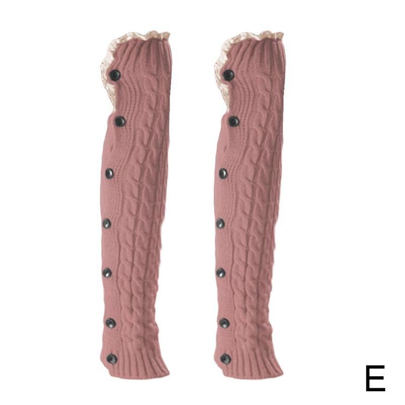 Mallas cálidas con botón de encaje para mujer, calentador de pies, cubiertas de botas, medias cálidas de punto para otoño e invierno, N2X6: E
