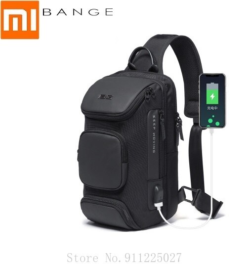 Xiaomi bolsa transversal masculina, bolsa casual com carregador usb, bolsa de ombro crossbody para viagem ao ar livre, bolsa de viagem curta