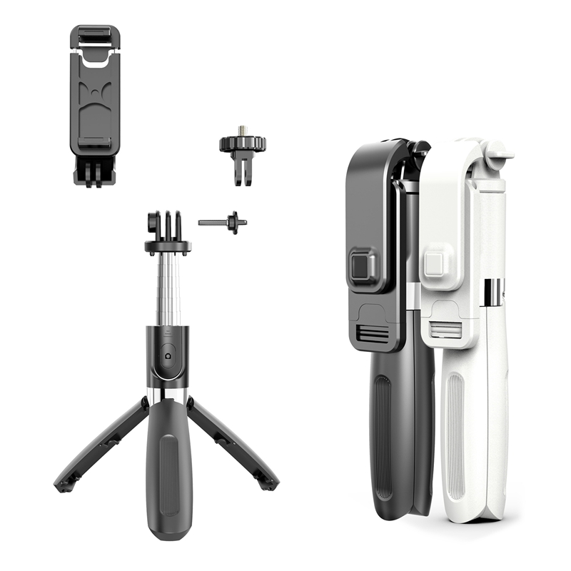 Multifunktionaler kabelloser bluetooth-selfie-stick, tragbarer handyhalter, ausziehbares mini-stativ für ios- und android-smartphones