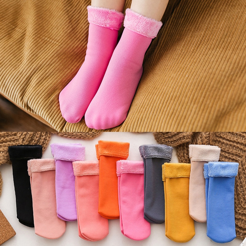 Inverno Caldo di Modo Ammucchiati Calzino Del Bambino Chridren Solido di Colore Della Caramella per Bambini da Neve Calzini E Calzettoni Aggiungere Velet Pavimento Caldo Calzino per Le Ragazze