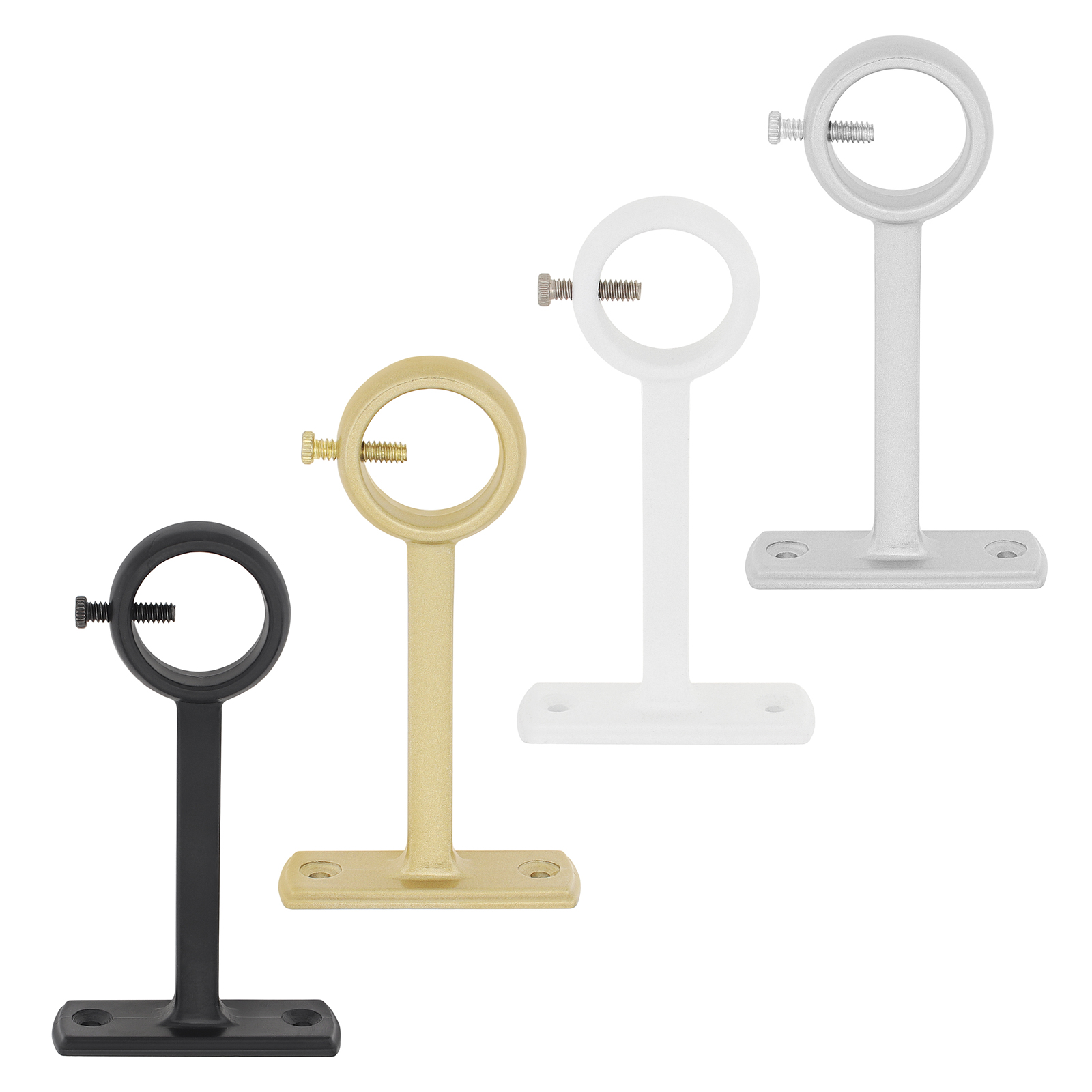 1 pz lega di alluminio singolo foro asta per tende staffa presa palo estremità supporti per telecamera da letto/soggiorno con vite regolabile