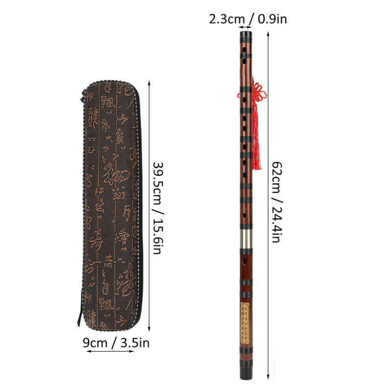 Fluit Chinese Traditionele Bamboe Fluit D‑key Belettering Lichaam Droog Materiaal Dizi Kit Traditionele Wind Instrument Musical