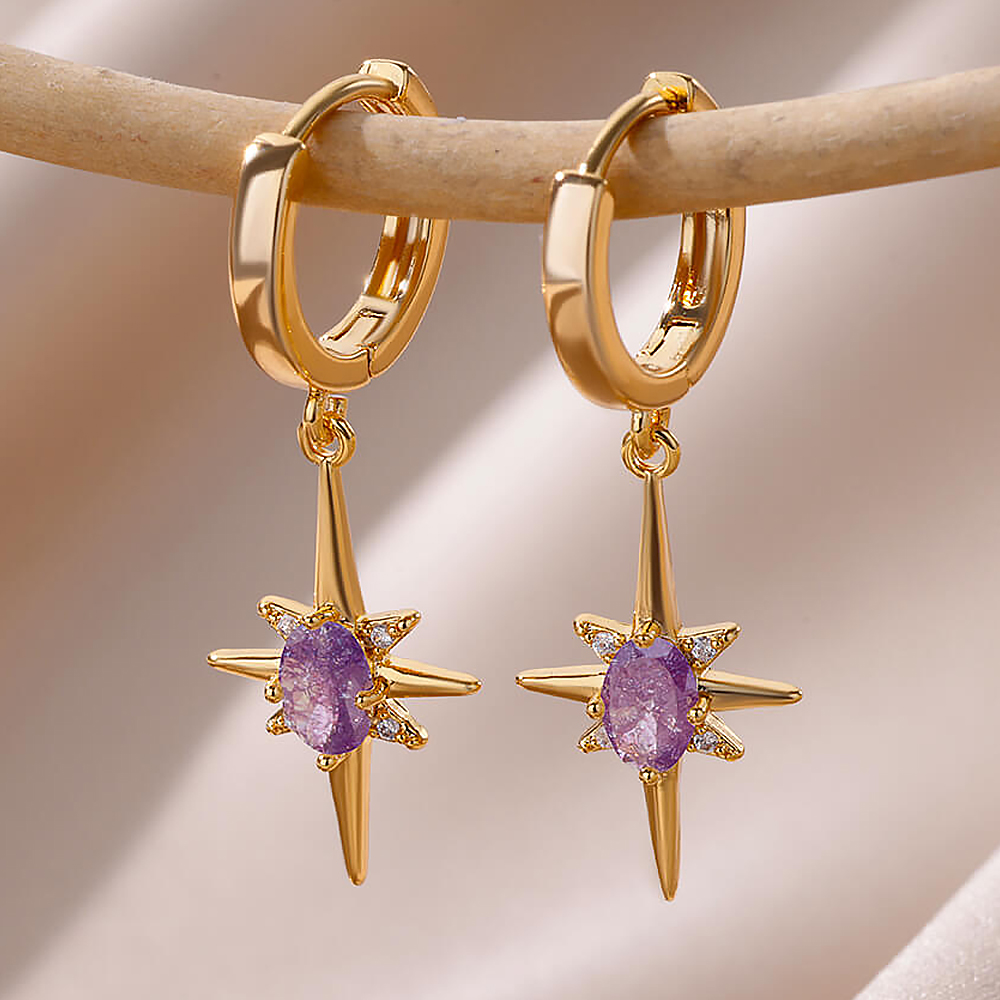 Pendientes de estrella de ocho puntas para mujer, pendientes de acero inoxidable de verano, tendencia nueva en joyería para pareja femenina, aretes de mujer 2024