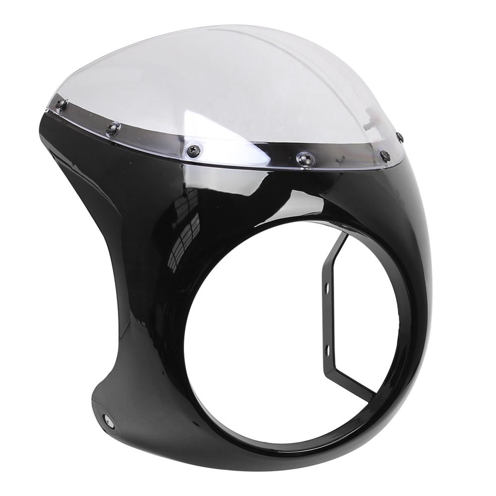 Motorcykel universal cafe racer 7 tommer forlygte styret kåbe forrude sæt til harley sportster bobber touring honda: Lys sort-klar