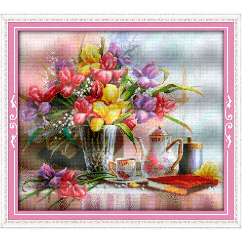 Kruissteek Kit Uilenset 40x50cm Voorgedrukt Canvas 11CT - Complete Starterset Voor Beginners