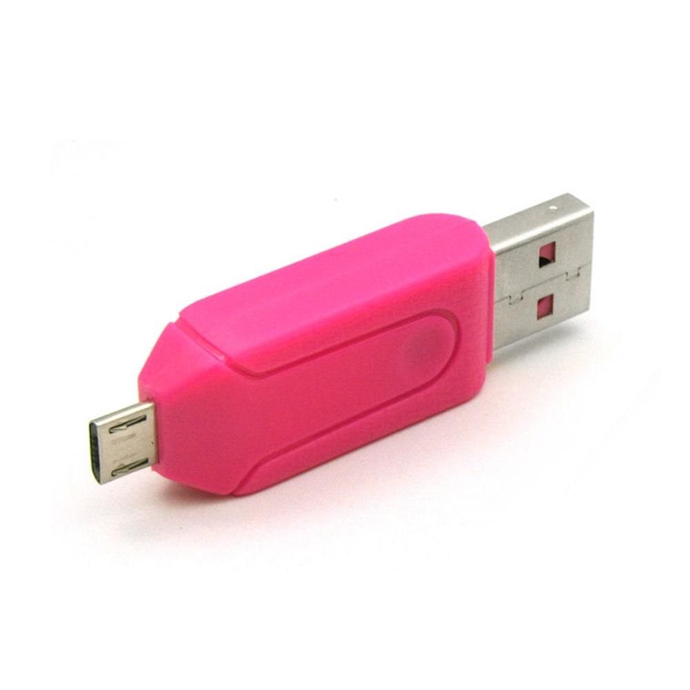 1pc 2 in 1 USB 2.0 OTG Speicher Kartenleser Adapter Universal Micro USB TF SD Kartenleser für PC telefon Computer Laptop: Rosy