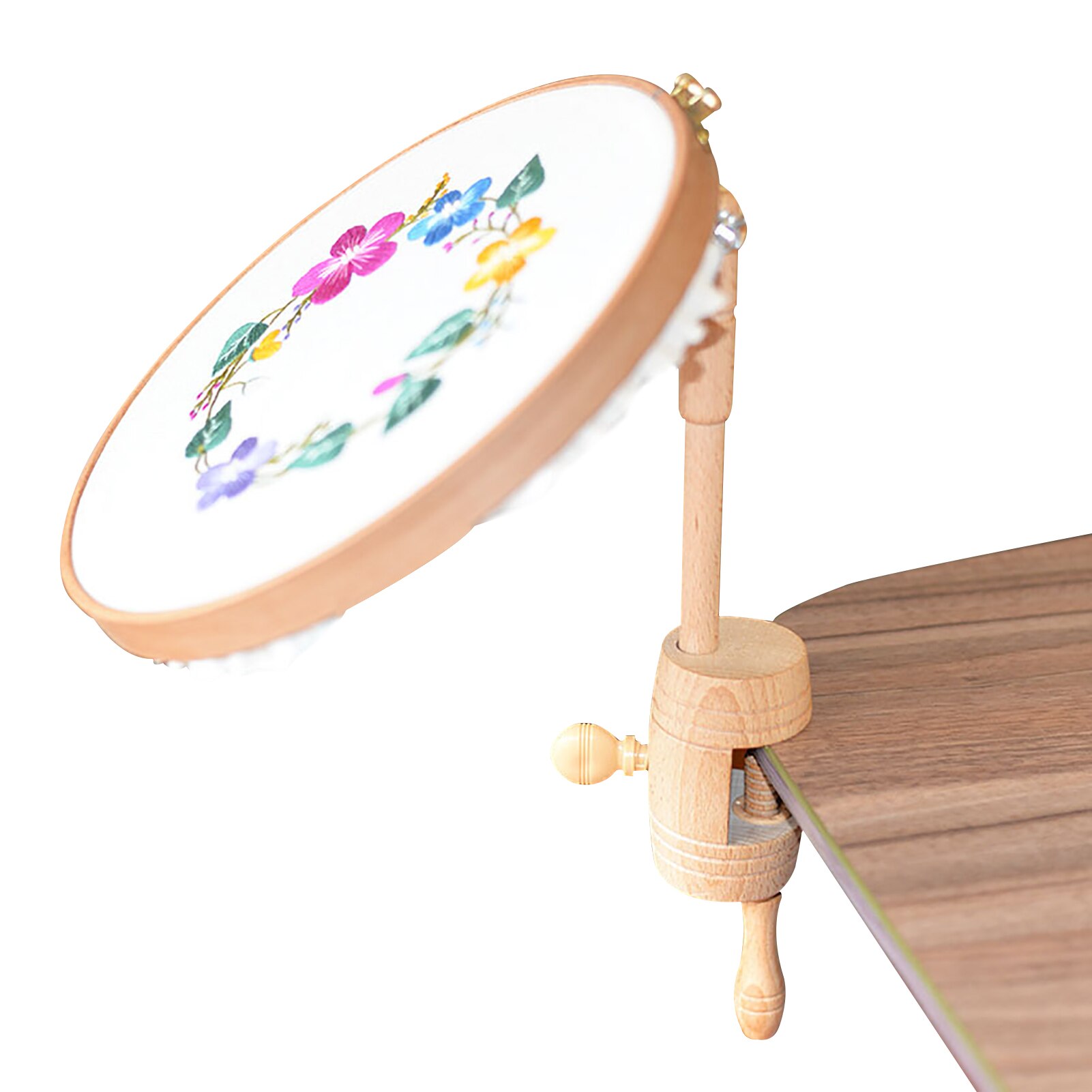 Wooden Embroidery Stand 360 Rotating Adjustable Desktop Stand Cross Stitch Rack Frames Embroidery Hoop Wood Cross Stitch Rack