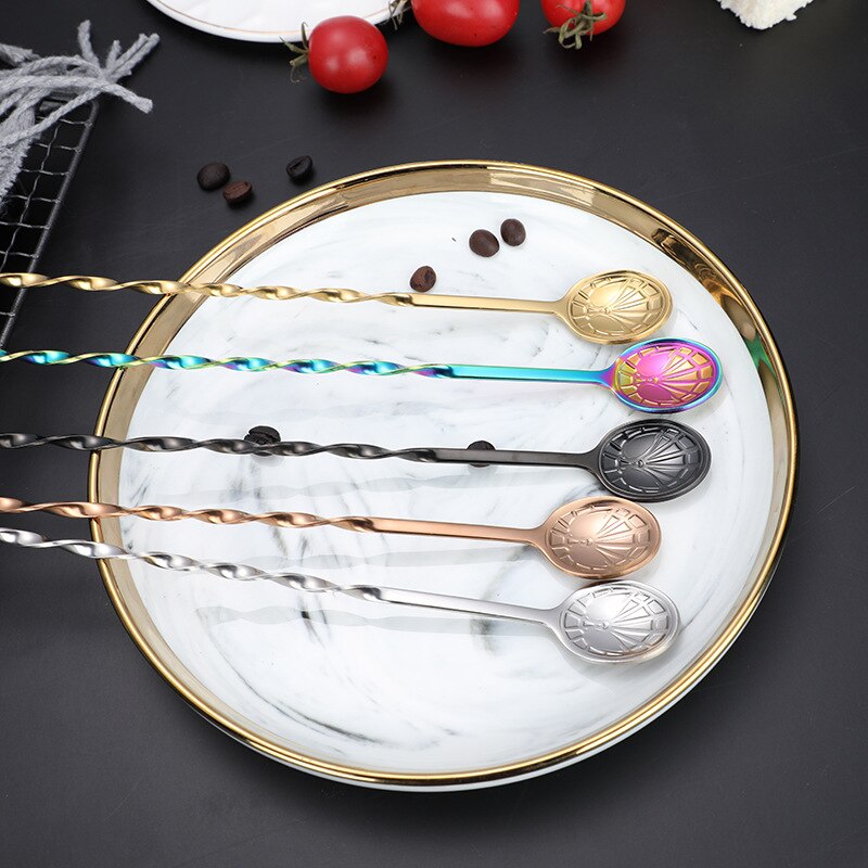 Stainless Steel Mixing Stirring Spoon Long Handle Double Head Spoon Dessert Spoon Coffee Scoop Drinks Cocktails Stirring Sticks