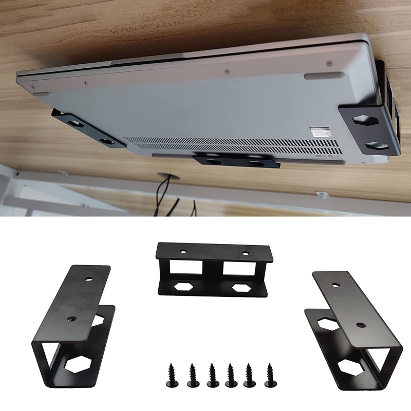 Under Desk Double Decker Laptop Holder Mount with Screw Under Desk Laptop Mount Bracket Under Table for Laptop Keyboard