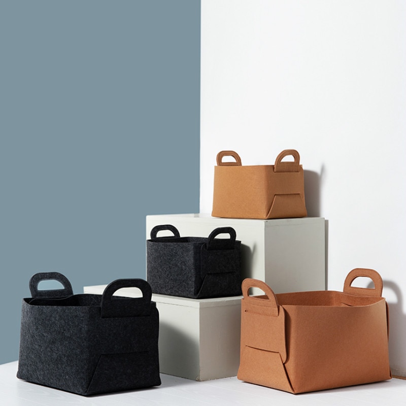 DUNXDECO panier en feutre de rangement | Pour linge, rangement vêtements jouets, support d'organisation, conteneur de décoration de chambre Simple moderne, boîte de livre