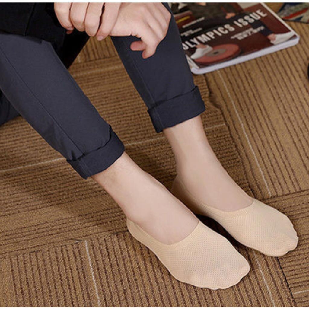 3pcs Ice Silk Socks Slippers Breathable Women Mens Cotton Ice Silk Soft Non-slip Sports Thin Seamless Invisible Socks