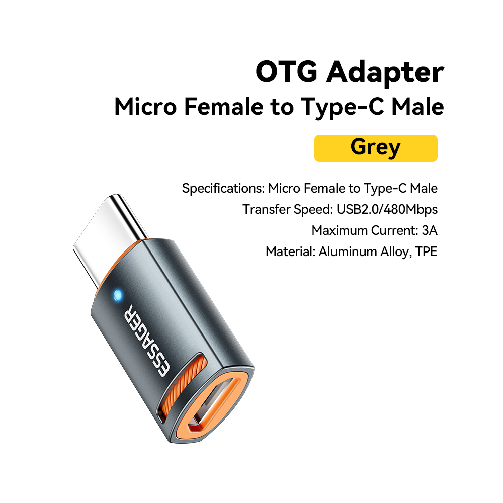 Essager USB3.0 OTG Adapter Typ-C USB-A Micro Buchse auf USB Micro iP Typ-C Stecker Konverter für MacBook Xiaomi iPhone OTG Adapter: Silber