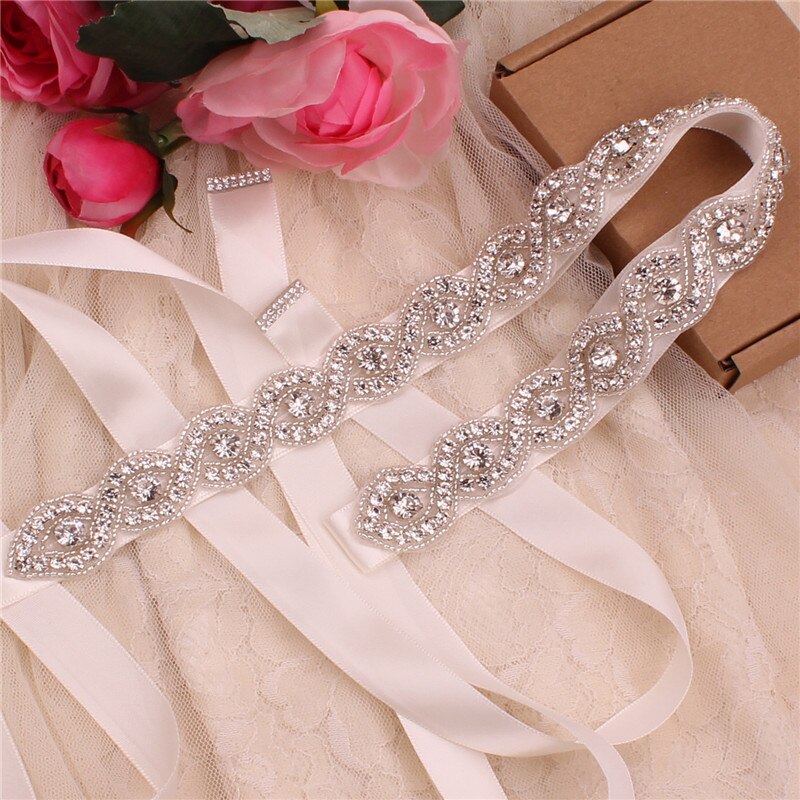 Steentjes Trouwjurk Riem Sliver Crystal Bridal Sash Diamant Bruids Riem Voor Vrouwen Jurken