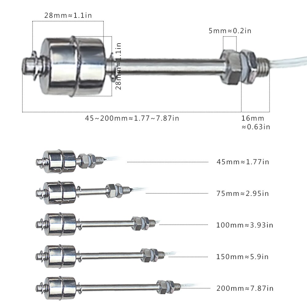 Stainless Steel Float Switch Tank Liquid Water Level Sensor Double Ball Float Switch Tank Pool Flow Sensors Controller Sensor