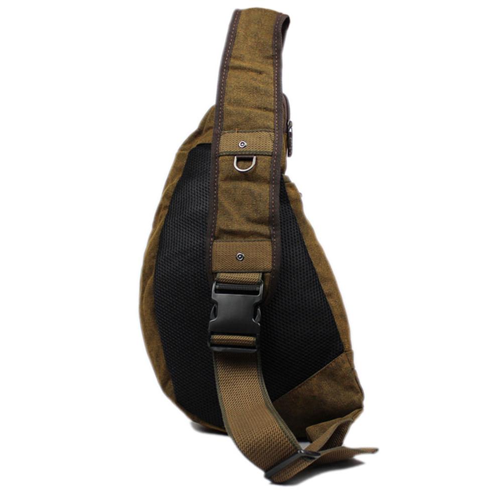 Men's Canvas Sling Chest Casual Bag Cross Body Messenger Shoulder Bag Travel Motorcycle Riding Hiking Pouch