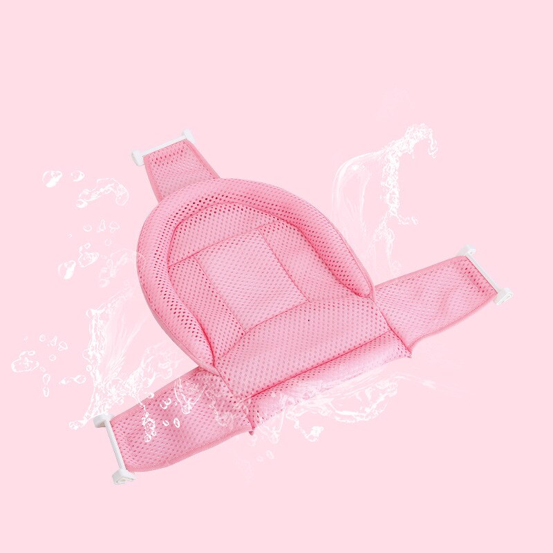 Baby säkerhet badmatta spädbarn badkar dusch stöd badkudde halkskydd justerbar badkar kudde sits matta poldable baby bad cusion: 3 stöd rosa