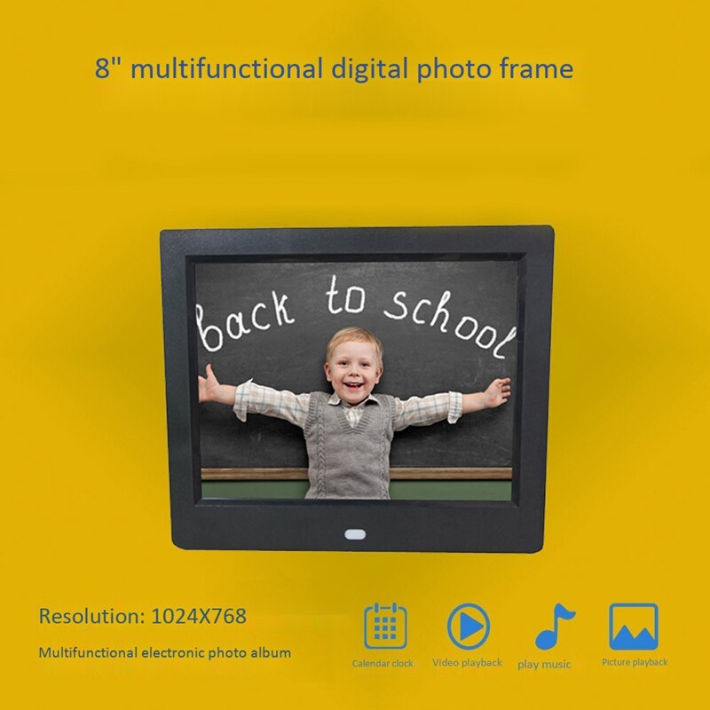 Heißer-Digital Foto Rahmen 8 Zoll Bildschirm LED HD 1024X768 Mult-Medien Spieler MP3 MP4 mit Wecker elektronische Album