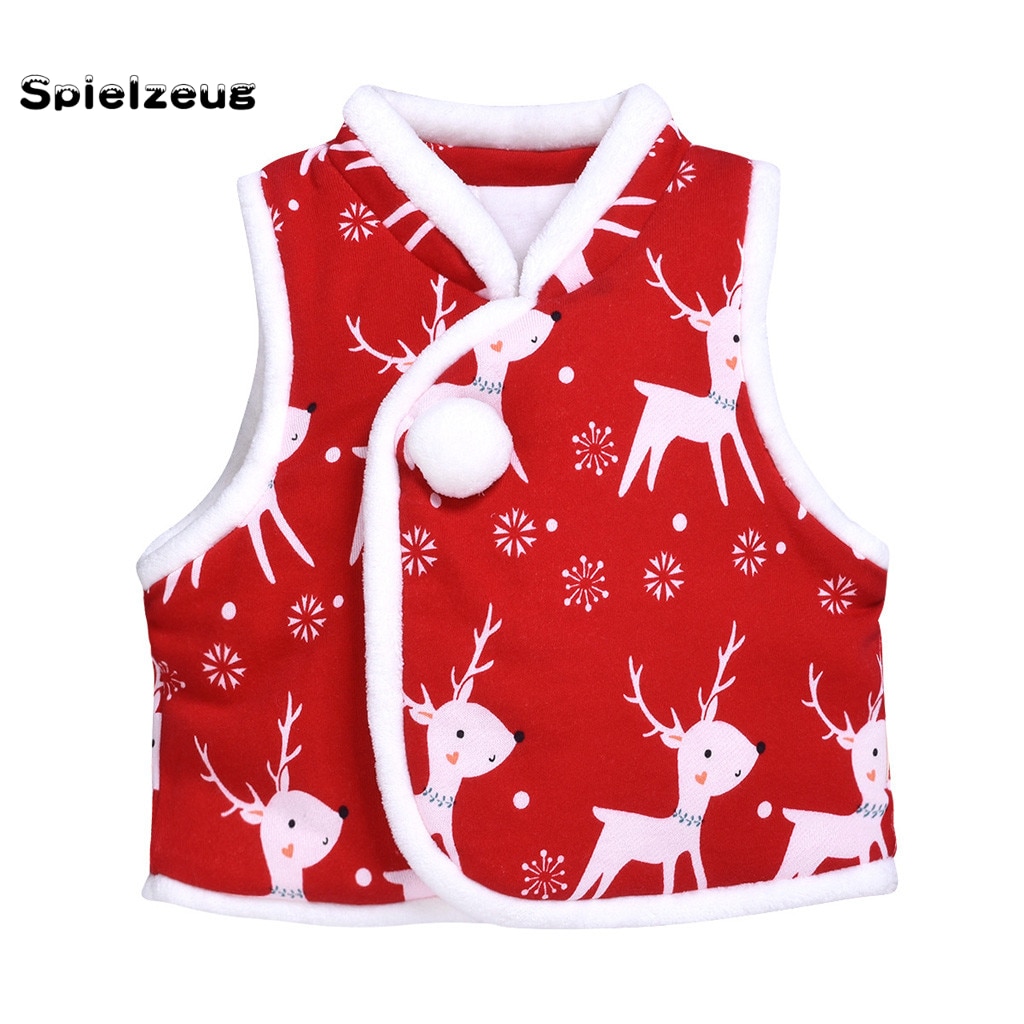 Winter Infant Vest Jacket Toddler Kids Baby Boy Girls sleeveless Waistcoat Coat Jacket Deer Christmas Cartoon Outwear Clothes#g4