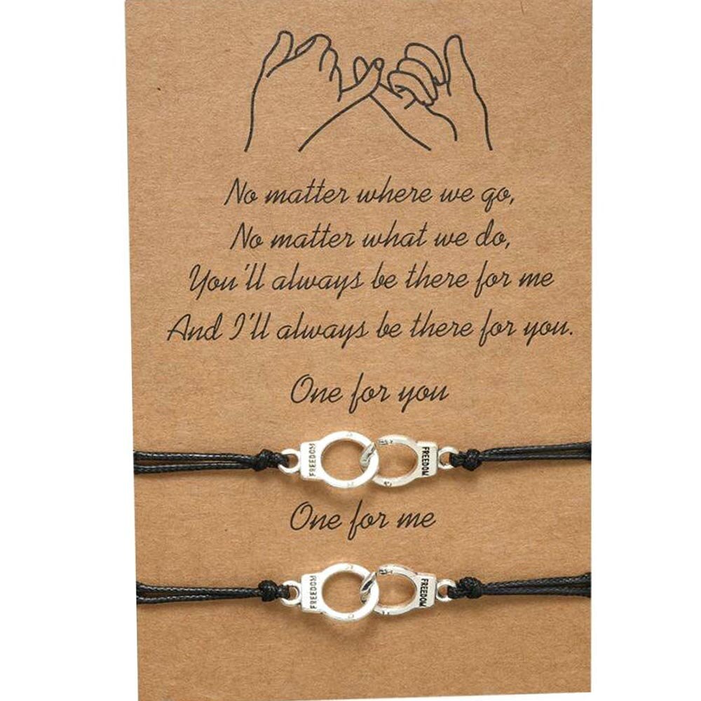 2 Pcs Pinky Promise Bracelets Friendship Couple Distance Matching Bracelet for Best Friend Teen Jewelry: HandCuff