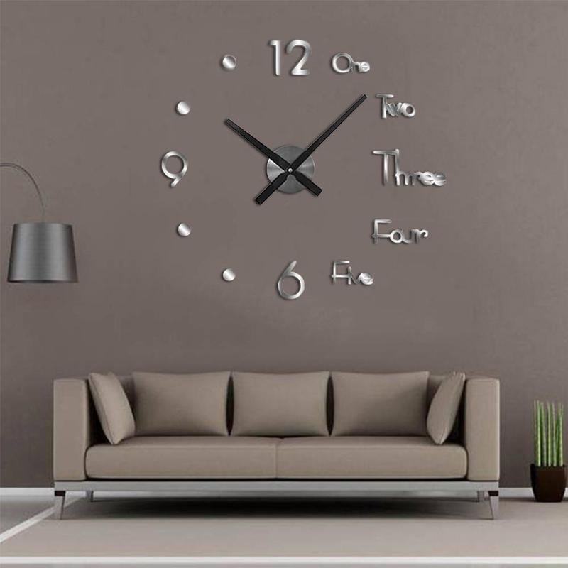 Digital Self-adhesive Wall Clock 3D Modern Wall Sticker Room Clock Decorative Wall Mute Wall Living Indoor Sticker Clock