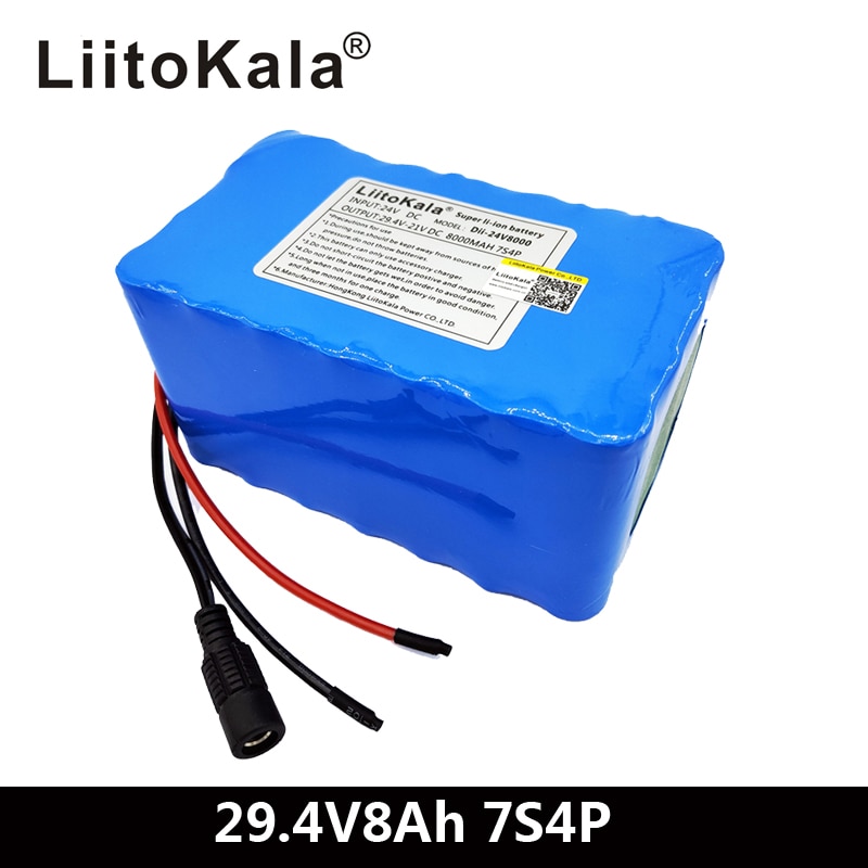 Liitokala 24V 7S4P 8000 Mah High Power 8AH 18650 Lithium Batterij Pack Met Bms 29.4V Elektrische Fiets Elektrische auto