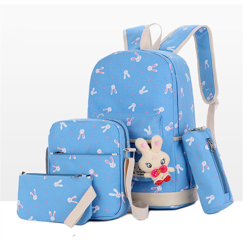 4 stuks/set dames rugzak schooltassen konijn print schattige rugzakken met beer voor tieners meisjes schooltas rugzakken mochila