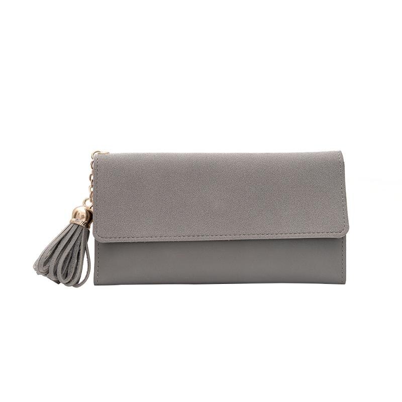 Bolsa de cartão de carteira de couro de cor pura: Gray L