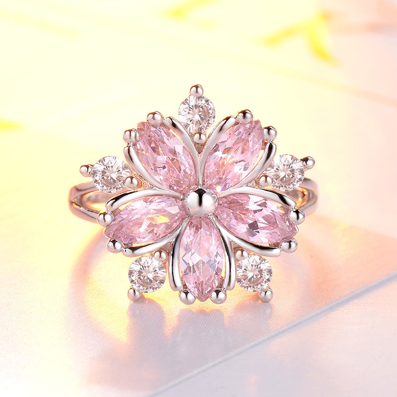 925 verstellbare ringe aus sterlingsilber mit offenen zirkonia-blumen für damen – temperamentvolle schmuckaccessoires
