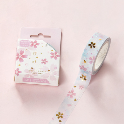 Cinta Washi romántica de estilo japonés, 15mm X 5m, Washi Tape Wave crane Sakura, cinta adhesiva decorativa para álbum de recortes, soporte escolar: D