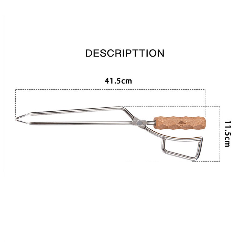 Stainless Steel BBQ Charcoal Tongs Outdoor Picnic Long Handle Salad Grilled Food Scissor Clip