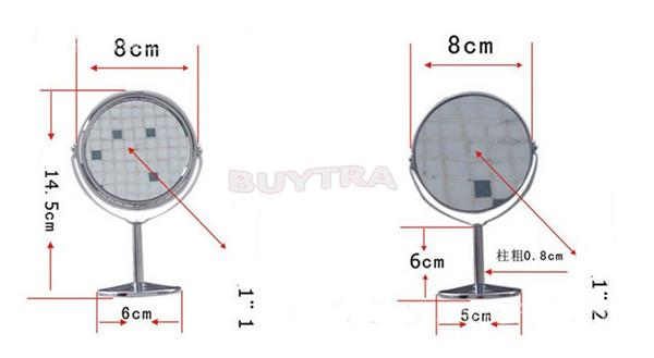 Espejos de acero inoxidable para mujer, accesorios de maquillaje para uso en el hogar y la Oficina, soporte cosmético para baño, escritorio de doble cara, 8cm de diámetro
