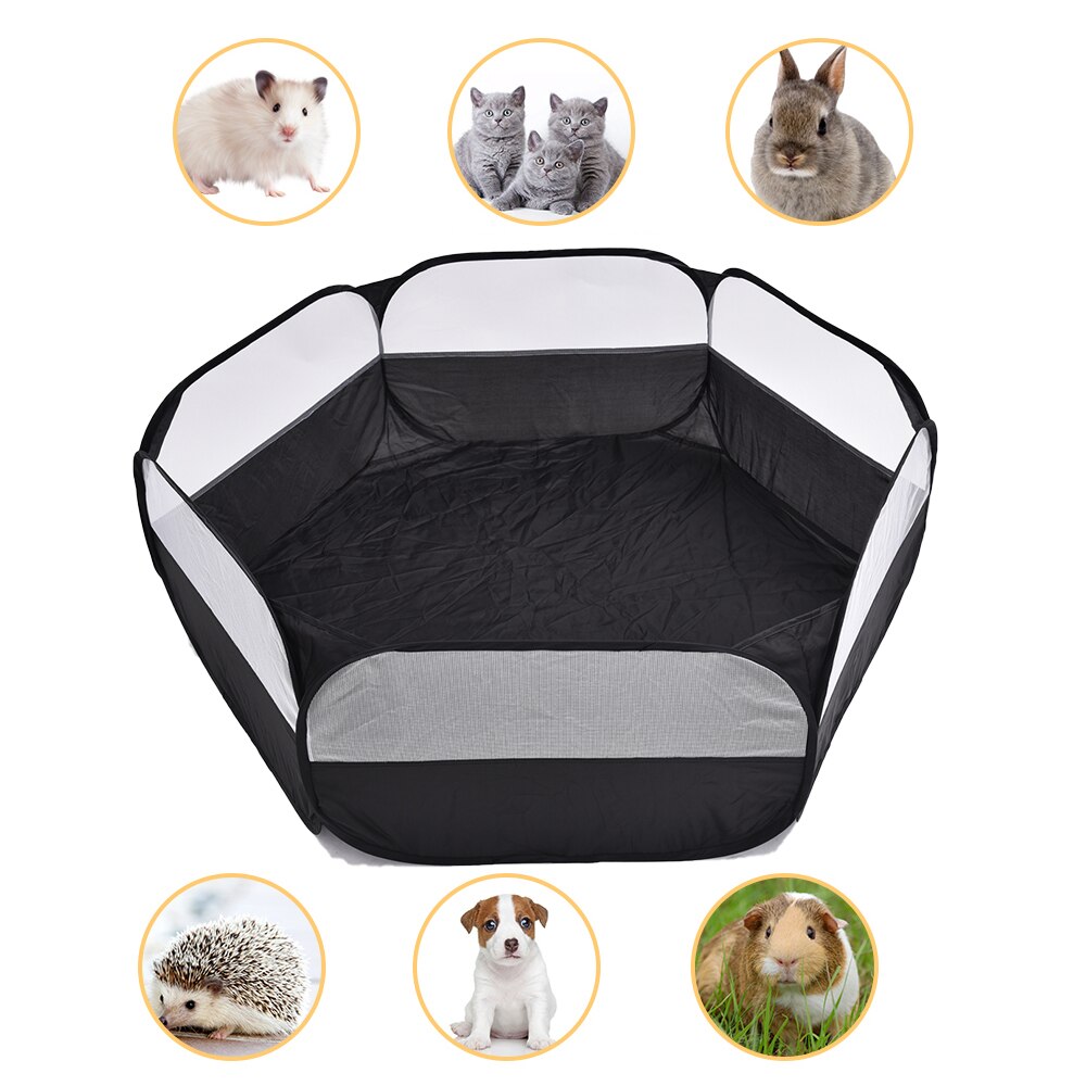 Pet Playpen Portable Open Small Animal Tent Game Fence For Hamster Guinea Pigs Indoor Outdoor: 120x60x38cm blackA
