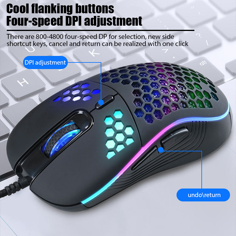 GM86 2.4GHz Wired Mouse LED Light 7200DPI Adjustable RGB Backlit Honeycomb USB Optical Gaming Mouse Gamer Mice For Laptop PC