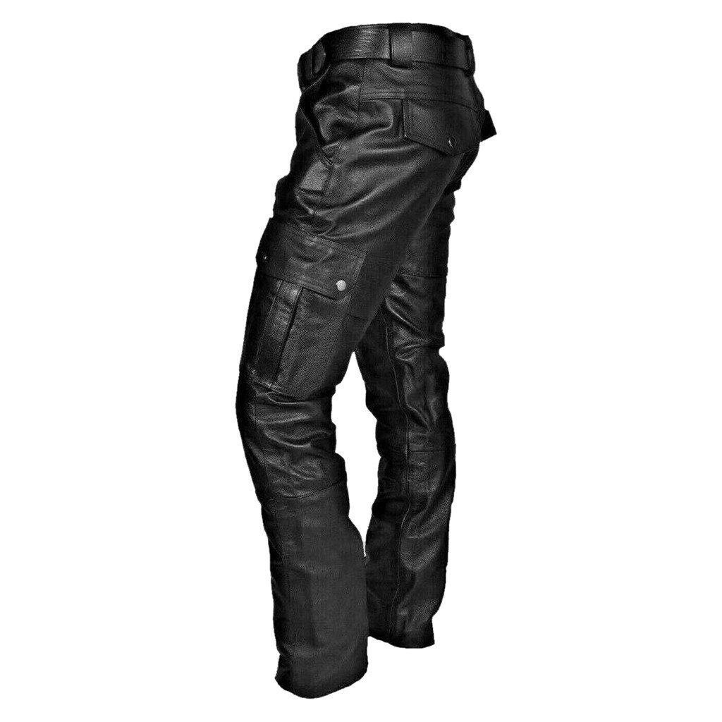 Pantalones Retro de cuero PU para hombre, jeans ajustados de para primavera y verano, alta elasticidad, para motocicleta, calle