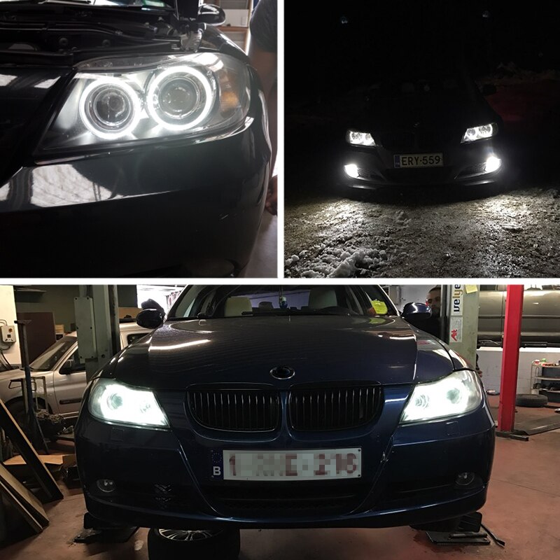 2 st bil angel eyes halo ringljus canbus 6w 12v vita röda blå angel eyes strålkastare för bmw  e90 e91 3 serie 325i 328i 335i