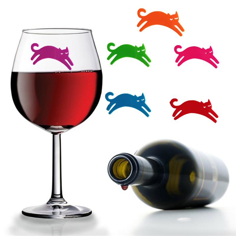 12 stk/sæt sød vinglas charm dejlig silikone tegneserie kat form vin glas markør fest favor bar tilbehør til fest