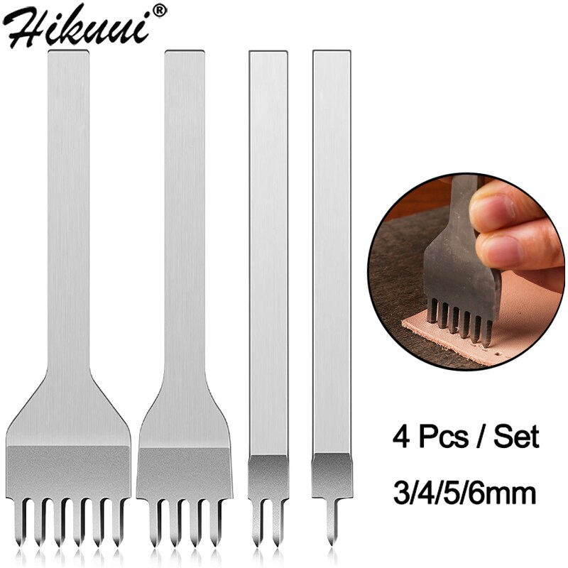 3/4/5/6mm Leather Chisel Spacing Punch Tool For Leather Hole Punches Stitching Sewing DIY Leather Craft Tools 1/2/4/6 Prong