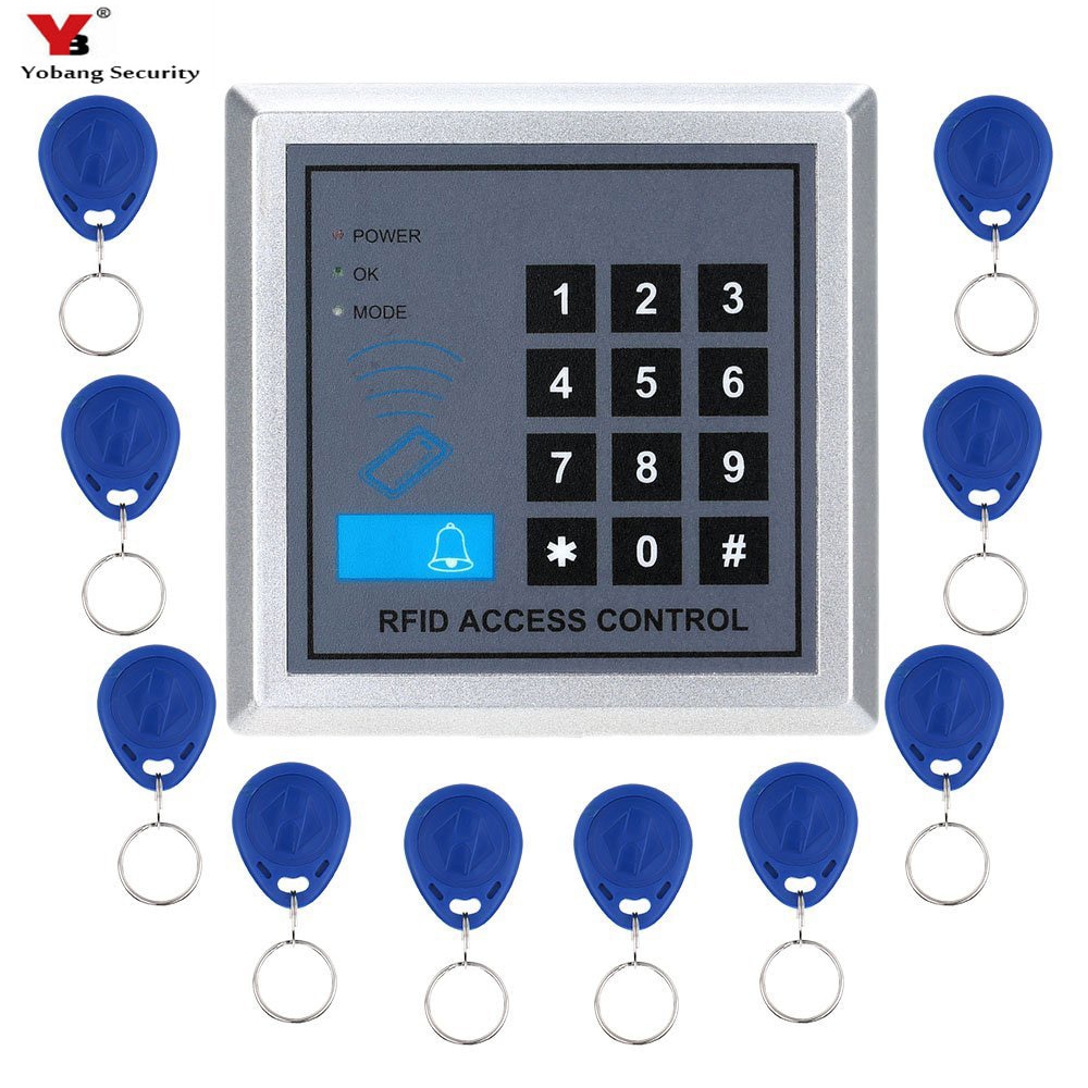 Yobang Security RFID Lock with Door Lock Device Machine Security Proximity Entry Access Control System 500 User +10 RFID Keyfobs