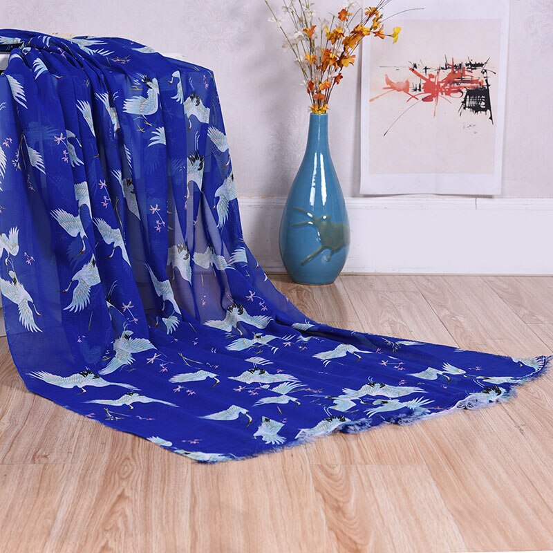 75D Polyester Chiffon Jurk Strand Handdoek Crane Patroon Gedrukt Polyester Stof Bloemen Gedrukt Chiffon Jurk Stof