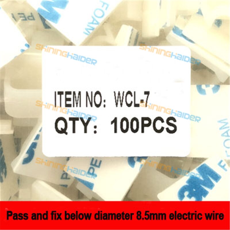 White black color Fixed wire clip retainer black/white thread clip holder for sticky wire base: 100PCS WHITE WCL-7