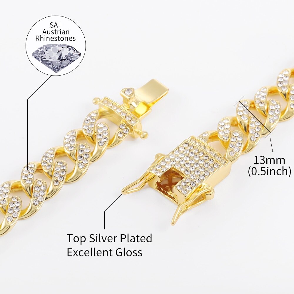 biodro chmiel AAA Bling Miami kubańnarty łańcuch mrożony na zewnątrz męska bransoletka kryształ górski cyrkon betonowa bransoletki z motylem dla mężczyzn biżuteria A +