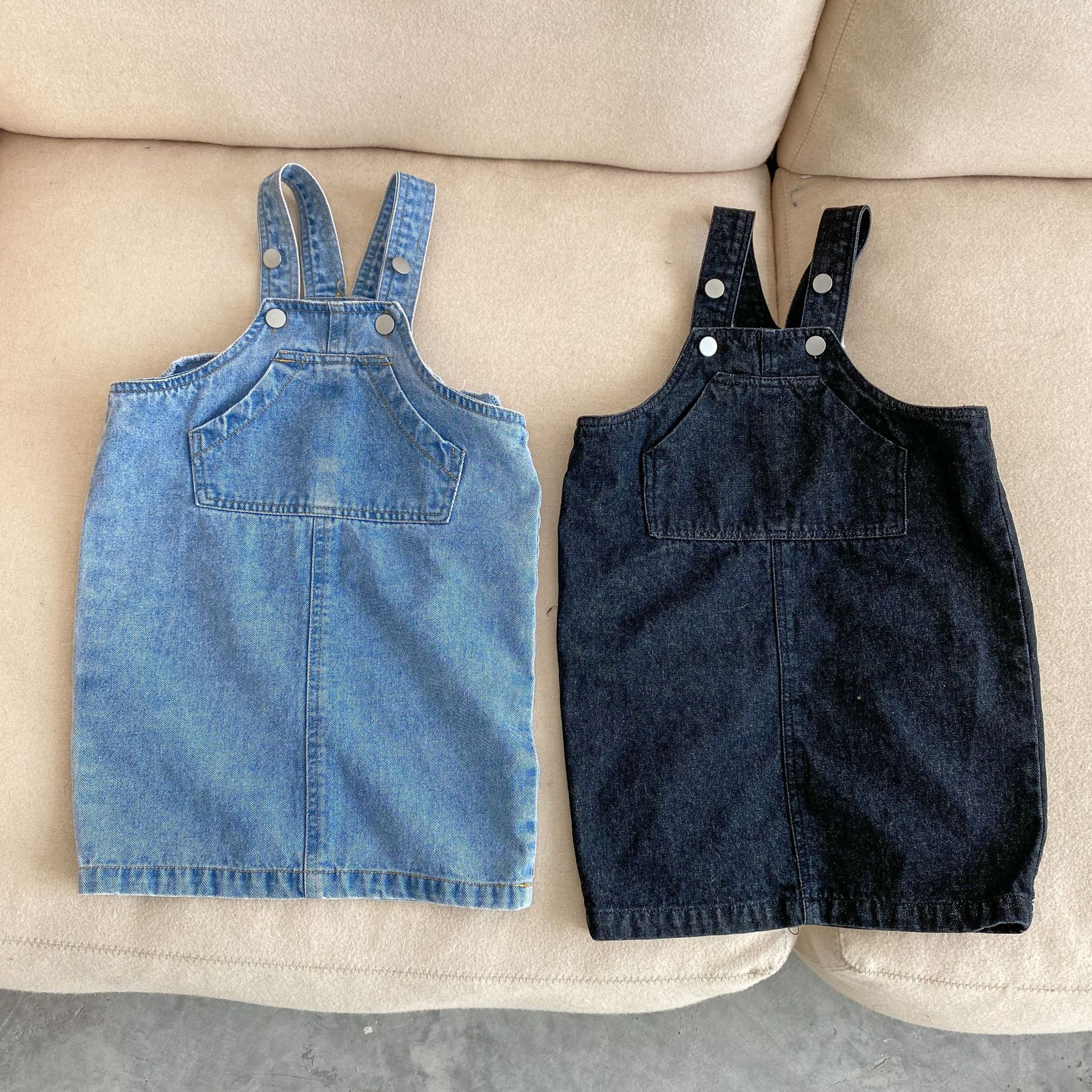 1007C-Vestido vaquero para niñas, vestidos suspendidos para niños, monos, ropa para niños, 2022