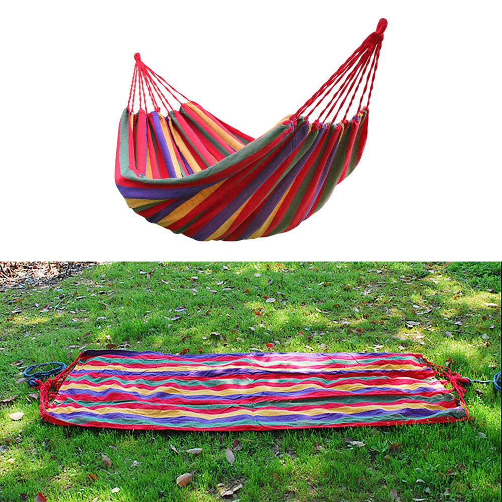 Rode Strepen Hangmat Katoenen Touw Outdoor Swing Stof Camping Opknoping Canvas Bed