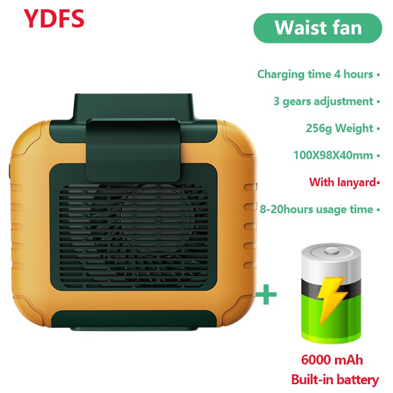 Newest USB Portable Personal Hanging waist Fan With Recharge Battery Ultra quiet Wearable Electric Fan handheld Air Conditioner: 01