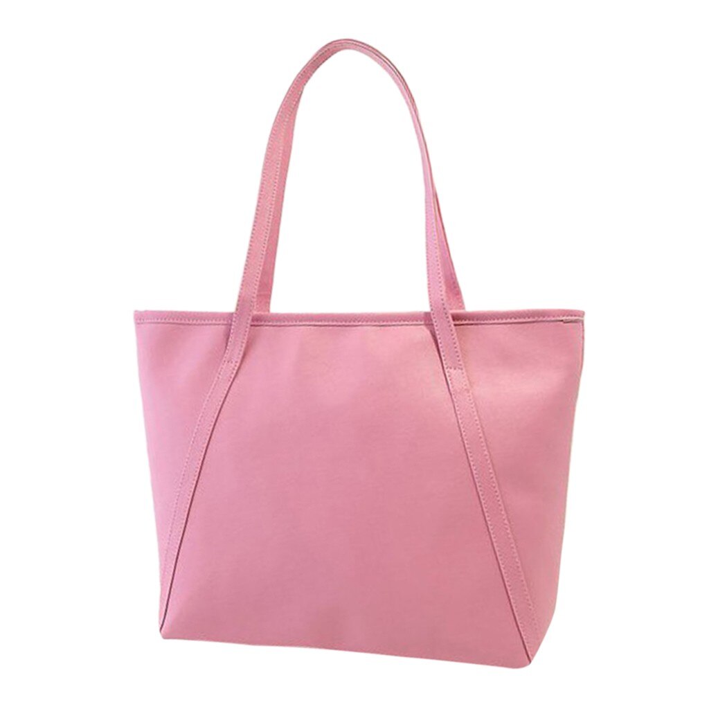 Women Leather Messenger Lady Hobo Handbag Shoulder Bag PU Purse Satchel Bag Daily Causal Totes Shopping Bag Solid Pink Black: Pink