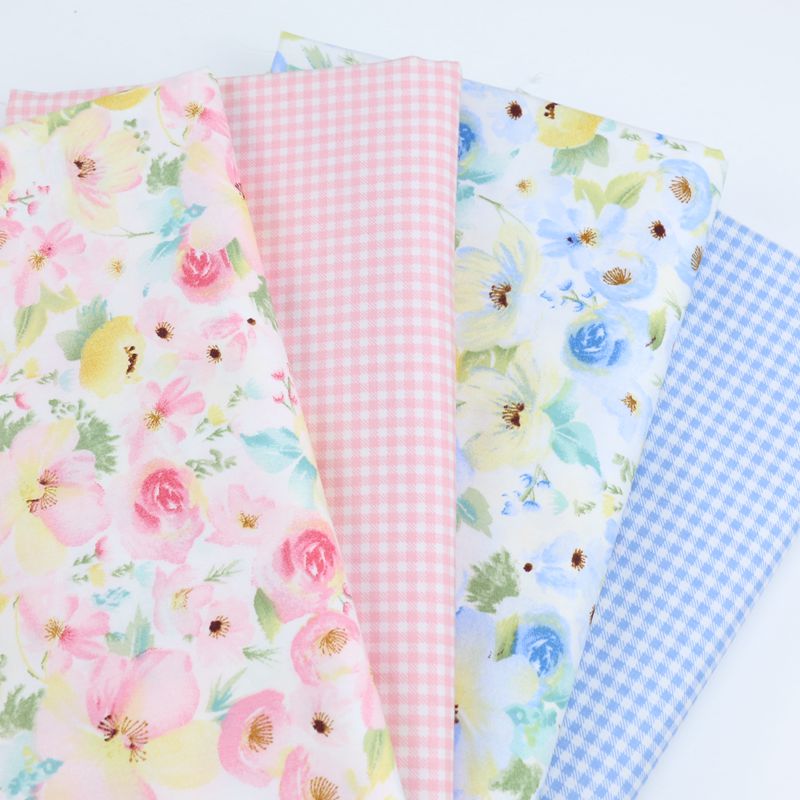 Tela de algodón estampada con flores frescas para bebés de 160cm * 50cm, ropa de cama de costura, ropa de cama, vestido de retazos de tela