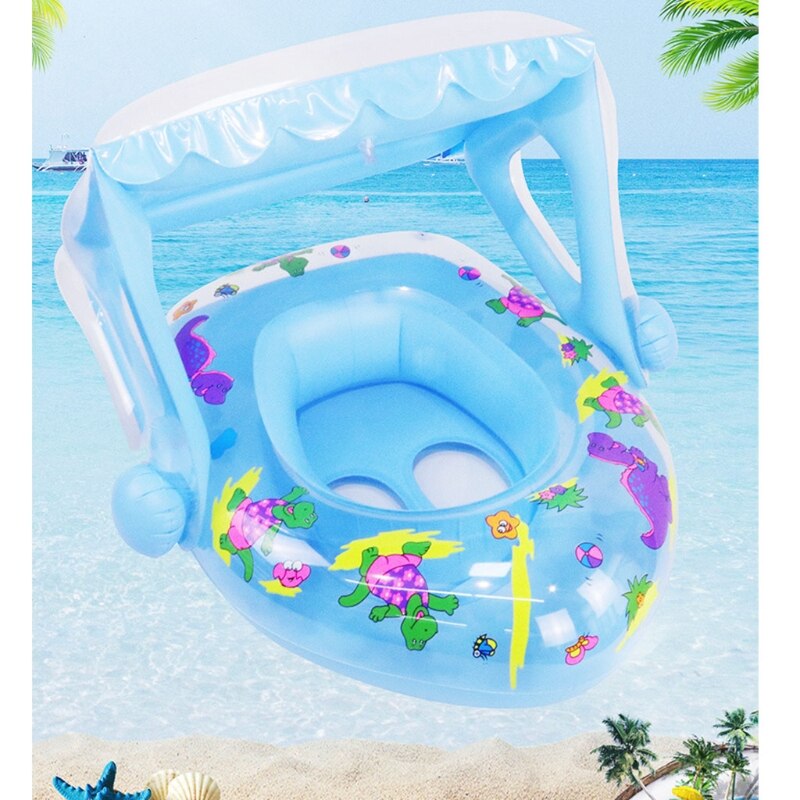 Inflatable Float Swimming Pool for Kids Sun Protection with Canopy Summer Toys Extra Soft Bubble Base for Children Fun