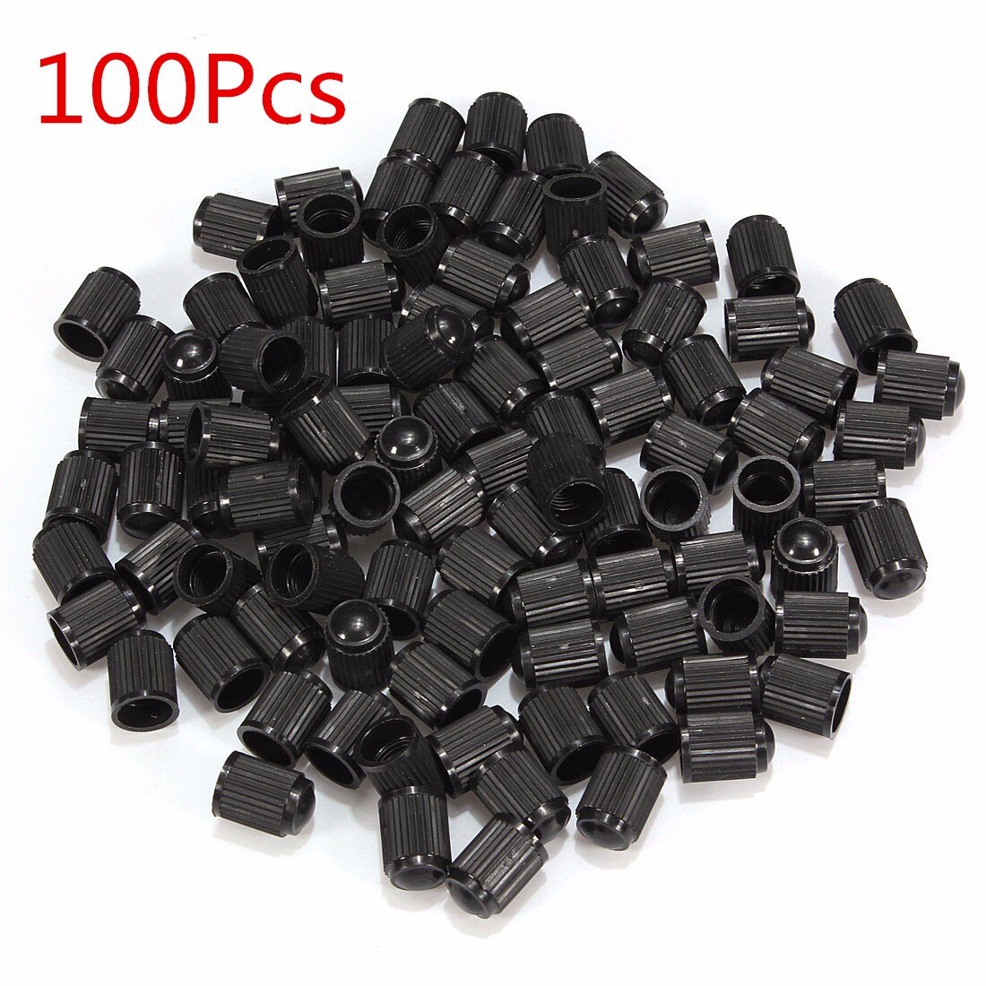 100 Stuks Auto Band Ventiel Dust Caps Dome Vorm Wiel Stem Valve Truck Fiets Tyre Caps Autobandventiel plastic Cap: Black
