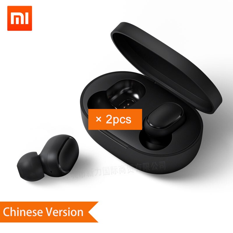 Xiaomi Redmi Airdots Earphone Bluetooth 5.0 Wireless Ear Hook Earbuds Noise Reduction Headset With Microphone AI Control: 2pcs CN RedmiAirdots