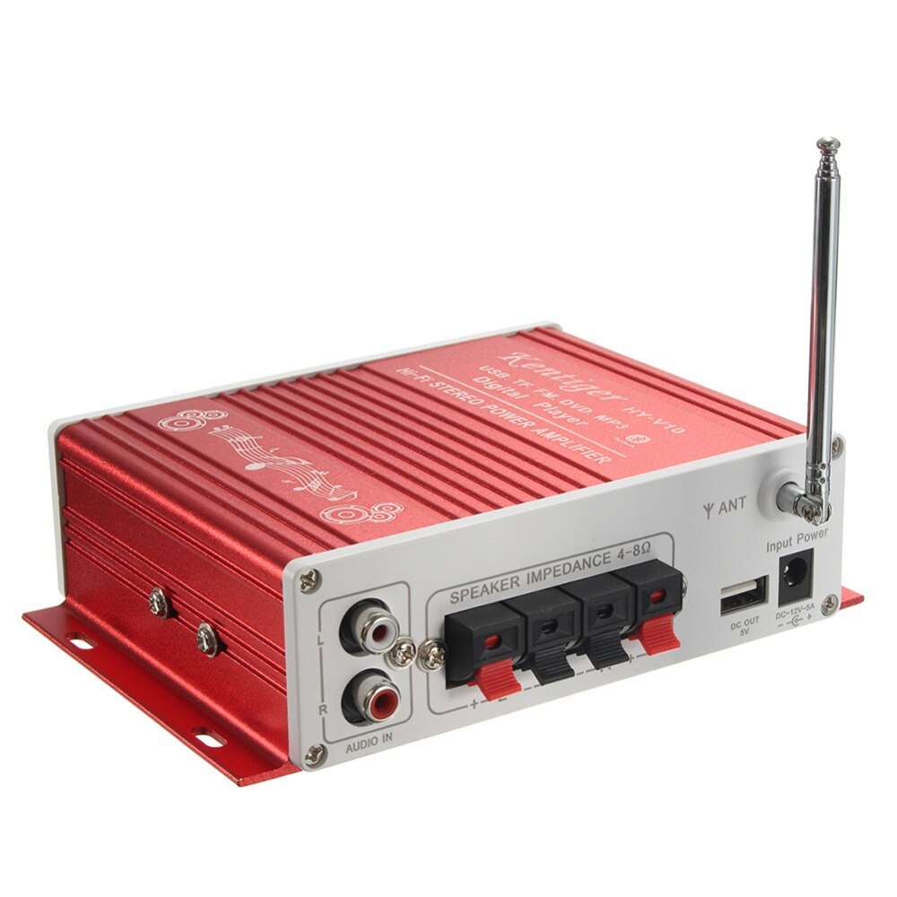 Rood 12V Digitale Mini Bluetooth HiFi Stereo Auto Audio Versterker AMP MP3 Speler Voor Auto Thuis Auto Interieur Accessoires